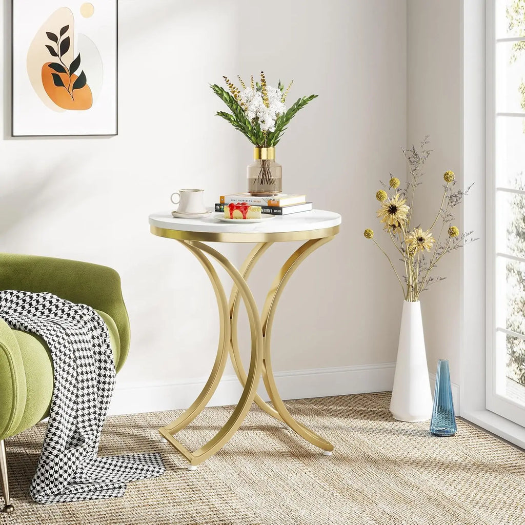 Oscar Sculpted Faux Marble End Table