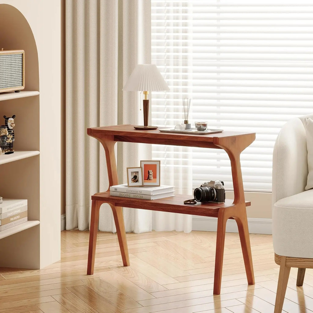 Solid Wood Two-Tier End Table