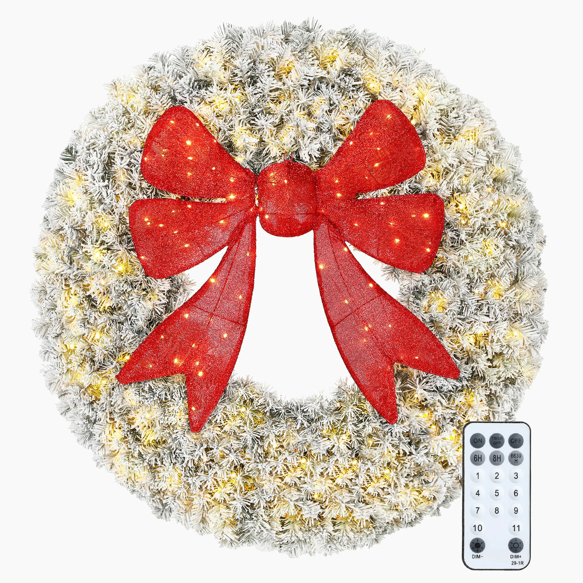 Everfrost Pre-Lit Snowy Christmas Wreath – 48 in.