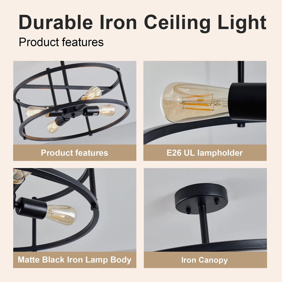 Trelmere Four-Light Cage Ceiling Light
