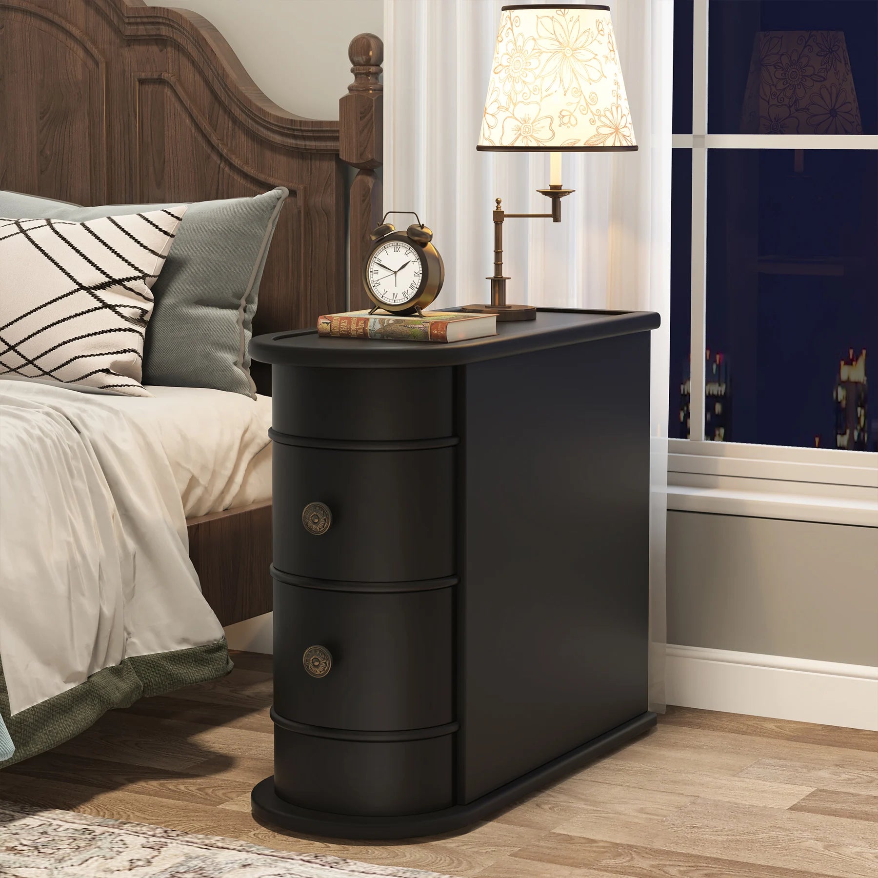 Jabari Curved Two-Drawer Side Table