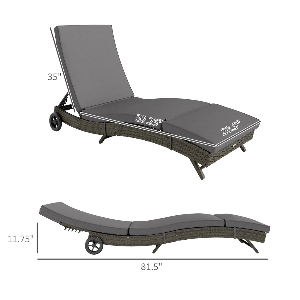 Havenport Reclining Wicker Chaise Lounge – Gray