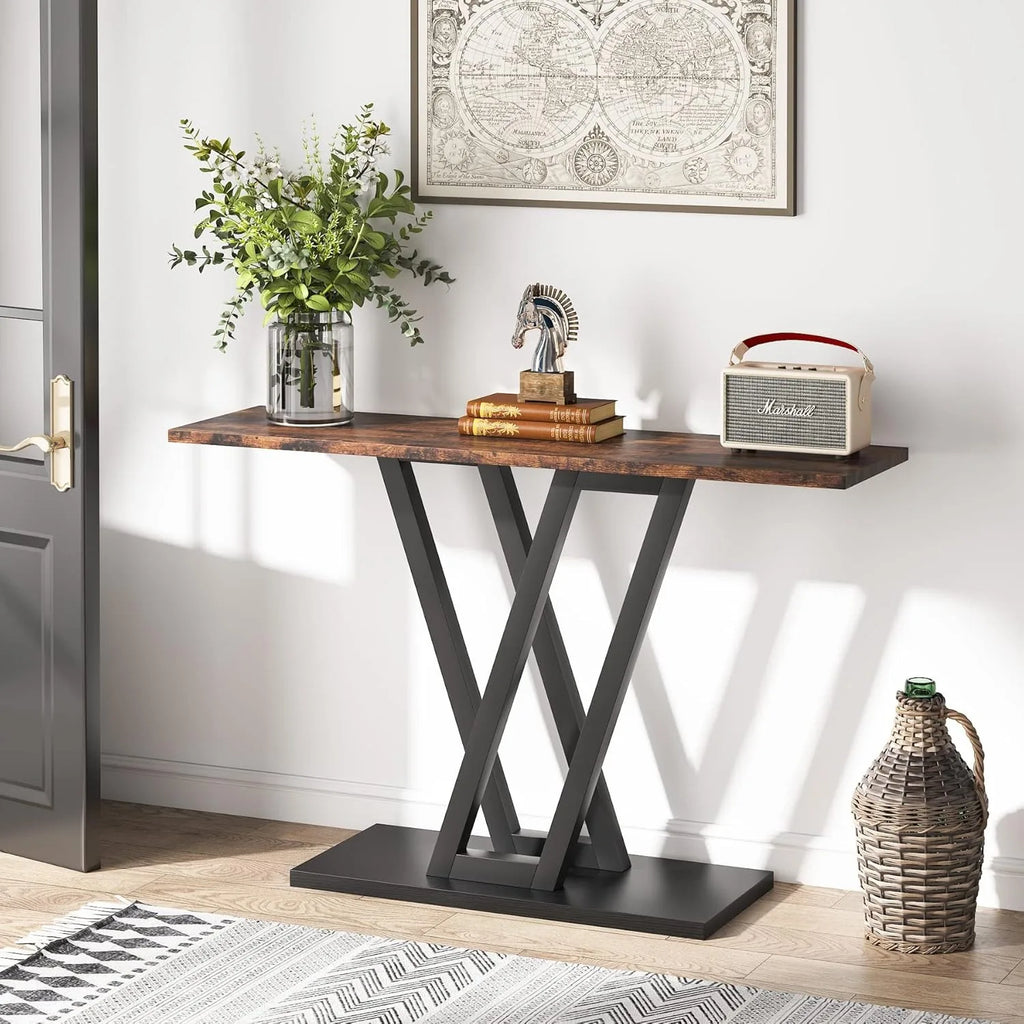 Crossframe Console Table – Slim Sculptural Entryway Accent