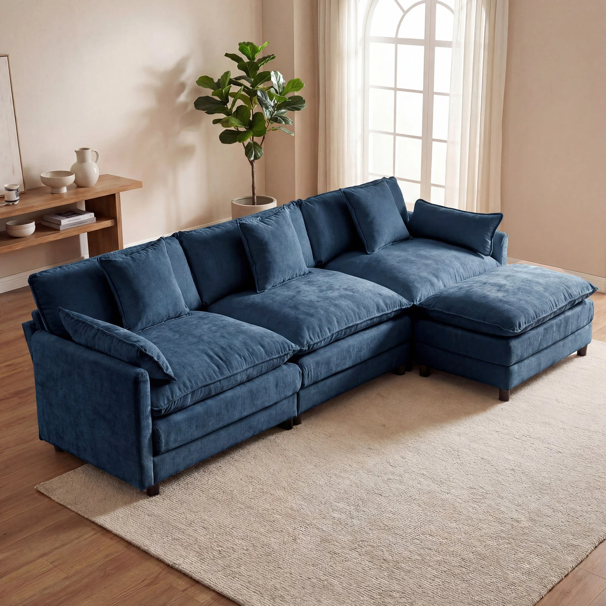 Rosecote Chenille Modular Sectional with Ottoman