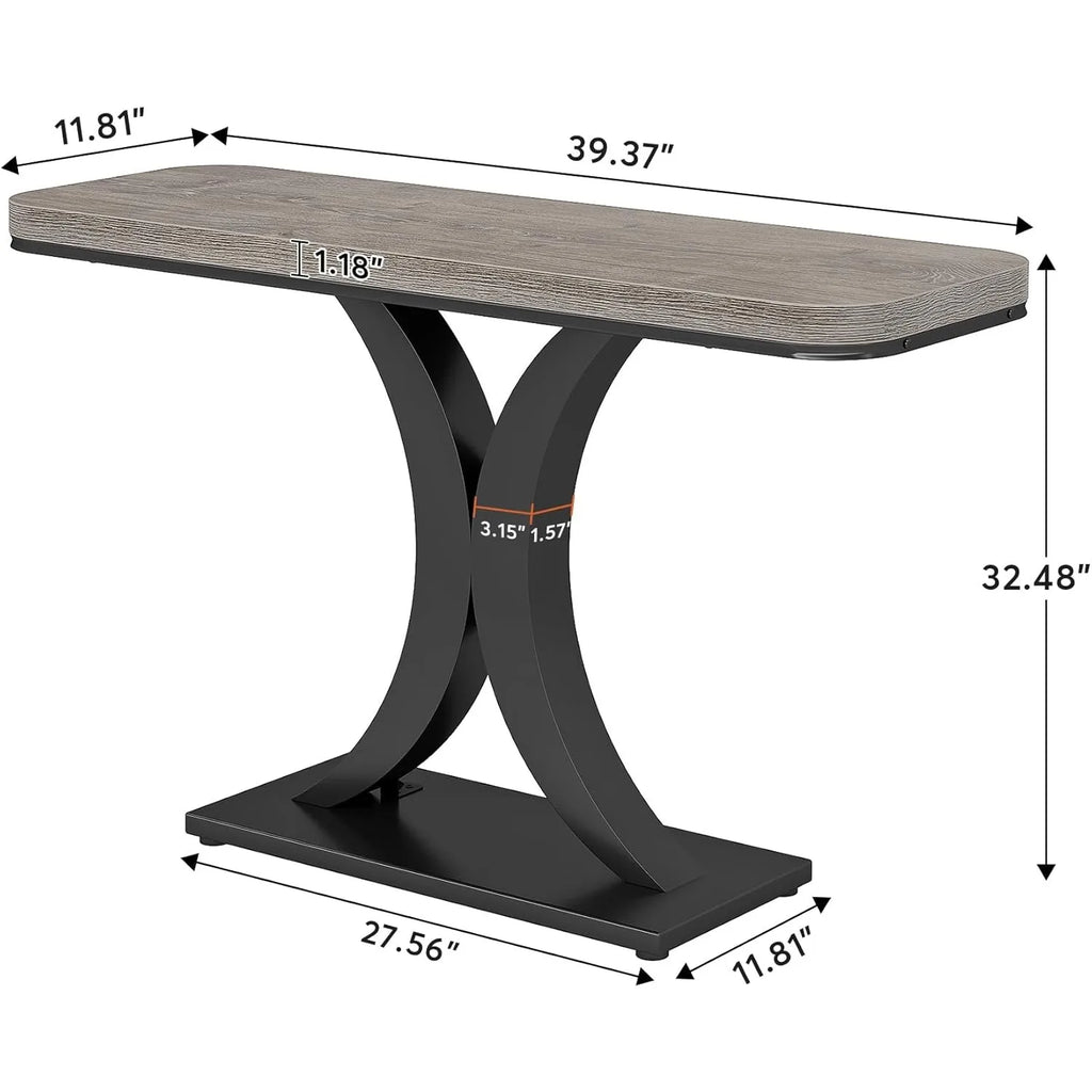 Table with dimensions labeled on a white background