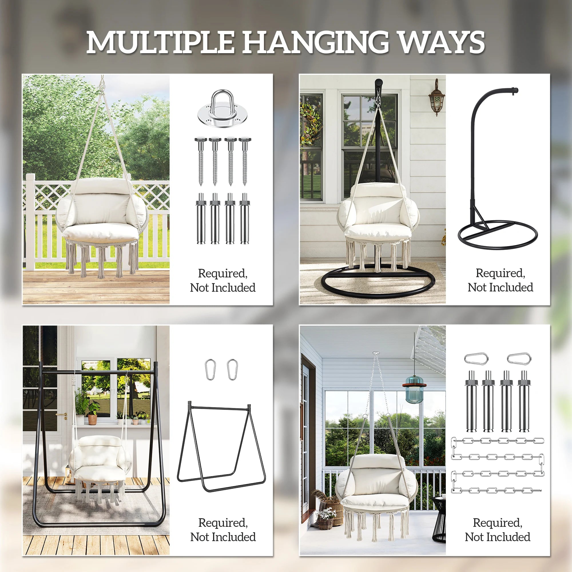 Calista Macramé Hanging Chair – Cream
