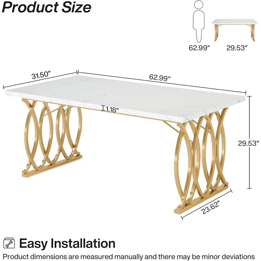 Modern Dining Table with Faux Marble Top