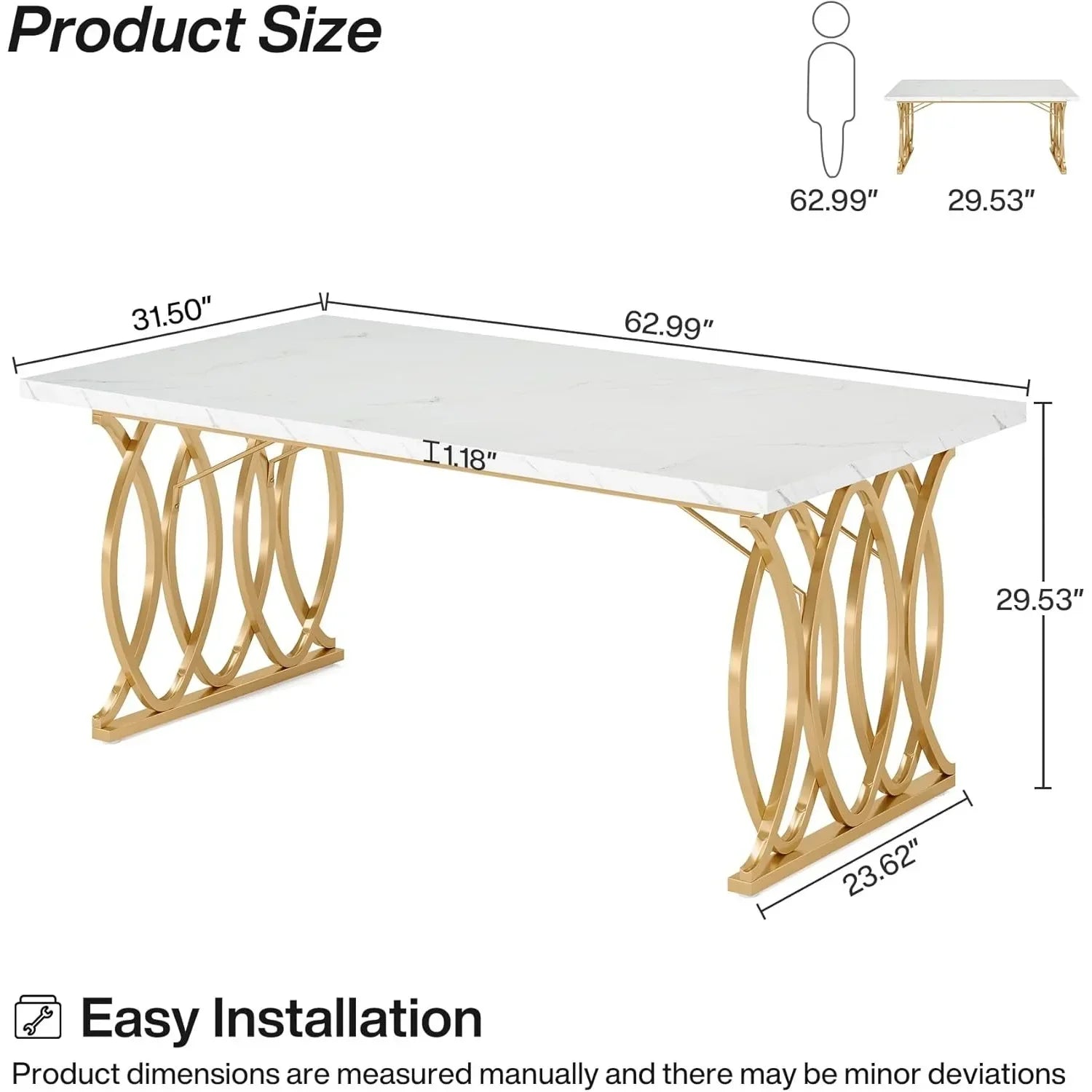 Modern Dining Table with Faux Marble Top