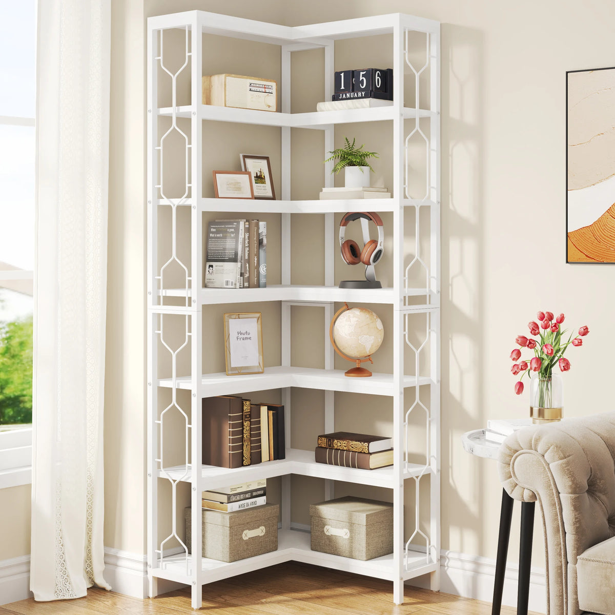 Vesper Seven-Tier Corner Bookcase