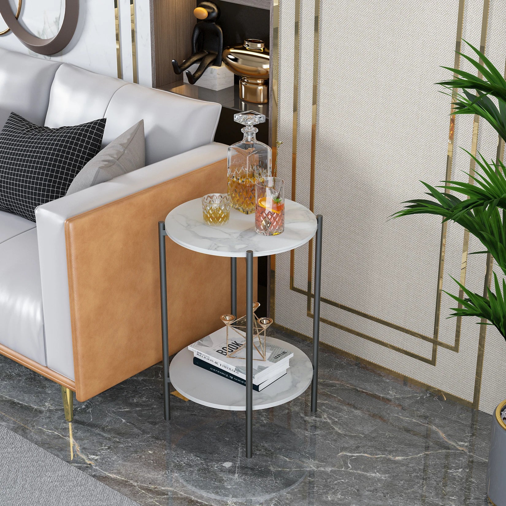 Orlena Two-Tier Sintered Stone Side Table