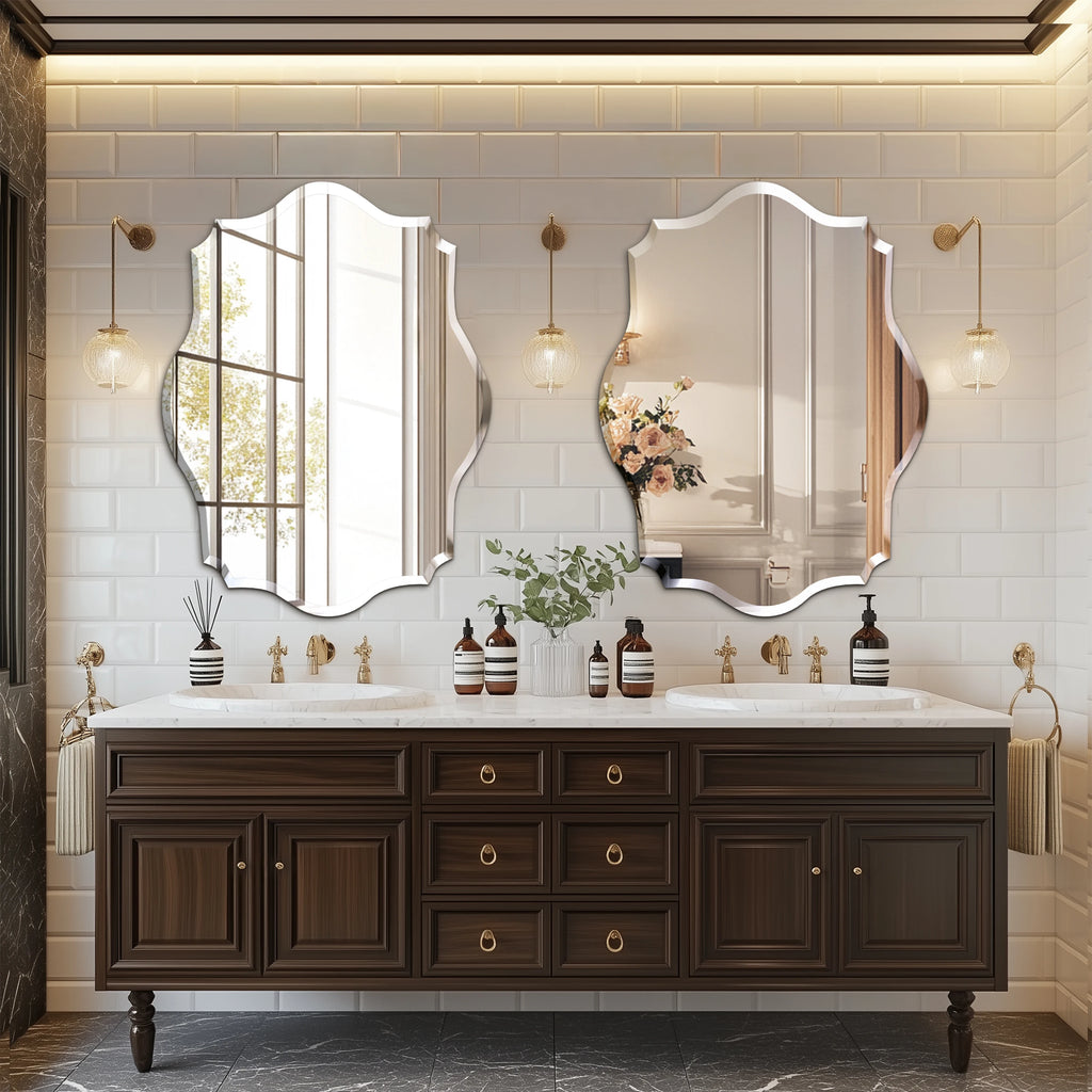 Scalloped Frameless Beveled Wall Mirror