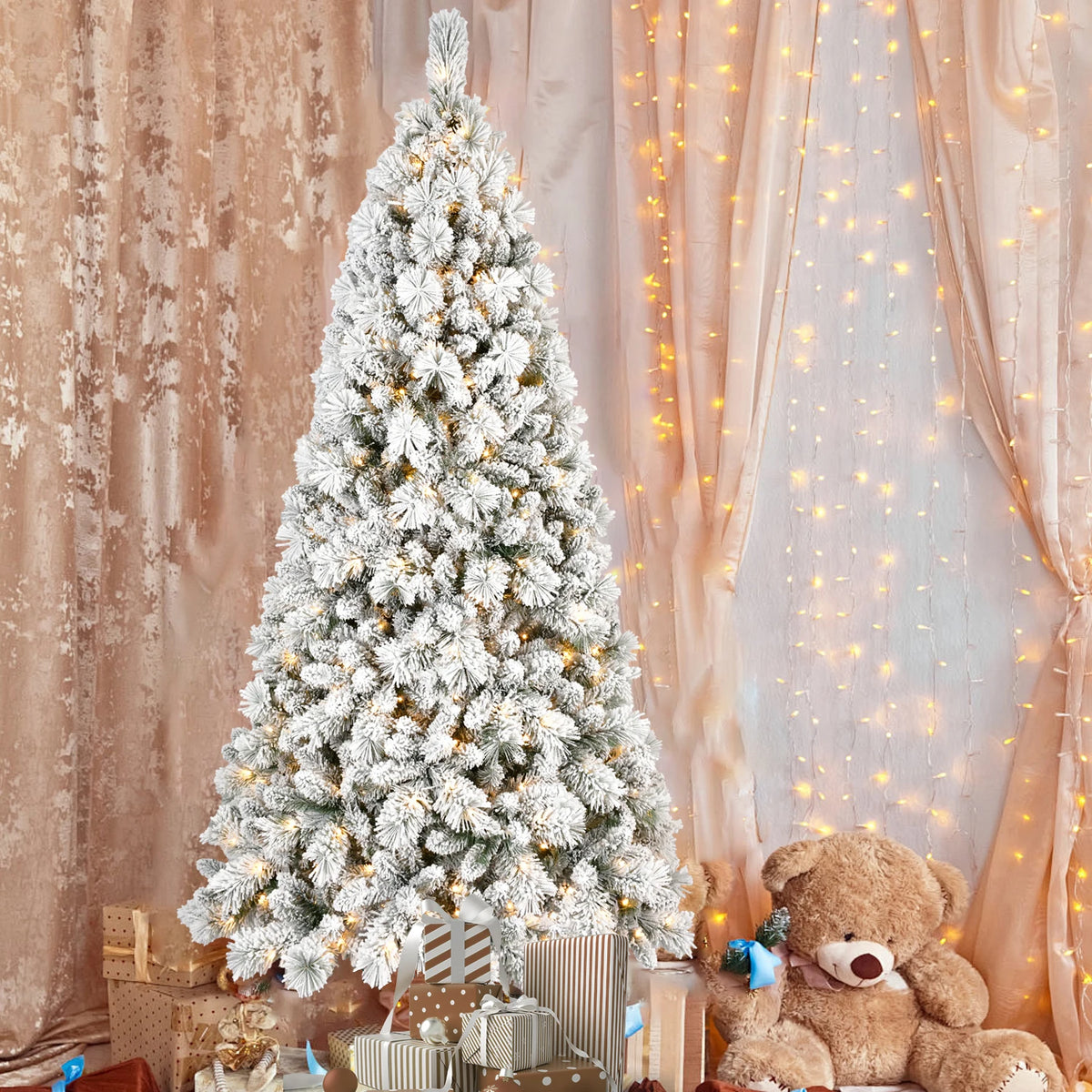Everfrost Pre-Lit Snowy Full Christmas Tree