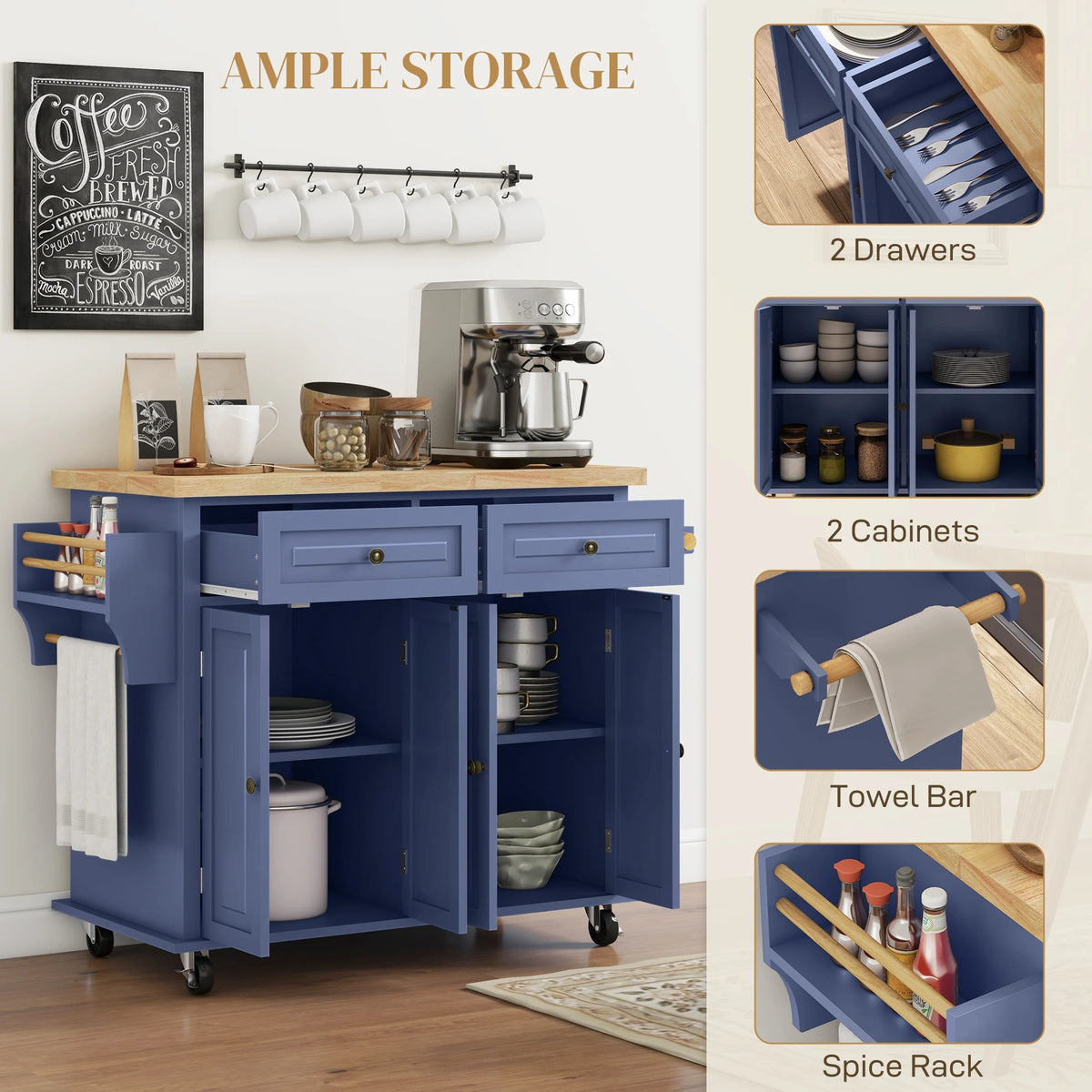 Bluehaven Mobile Kitchen Island