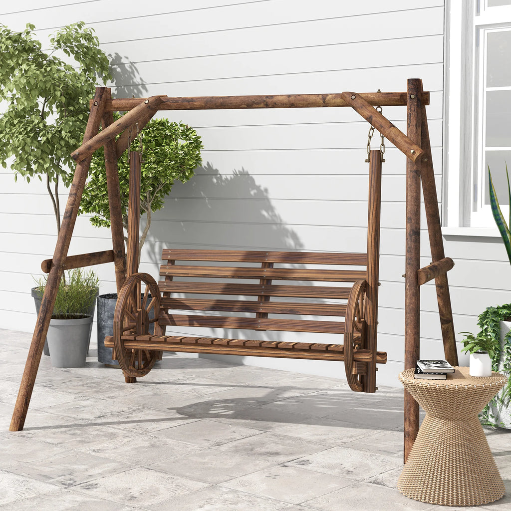 Wheelfern Fir Wood Two-Seat Patio Swing