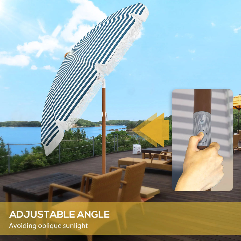 Marisol Fringe-Tilt Patio Umbrella – Blue