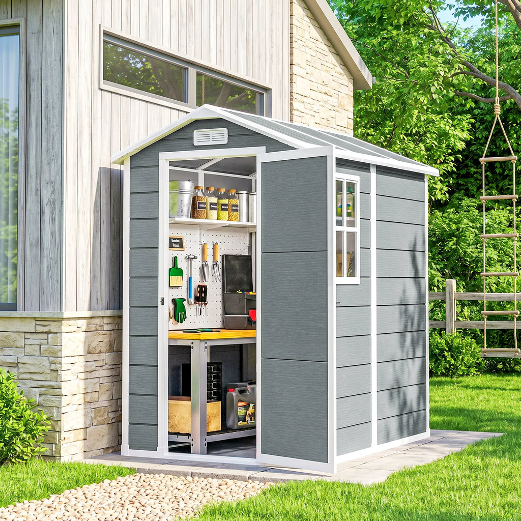 Stonehaven 6′ × 4′ Outdoor Storage Shed – Gray