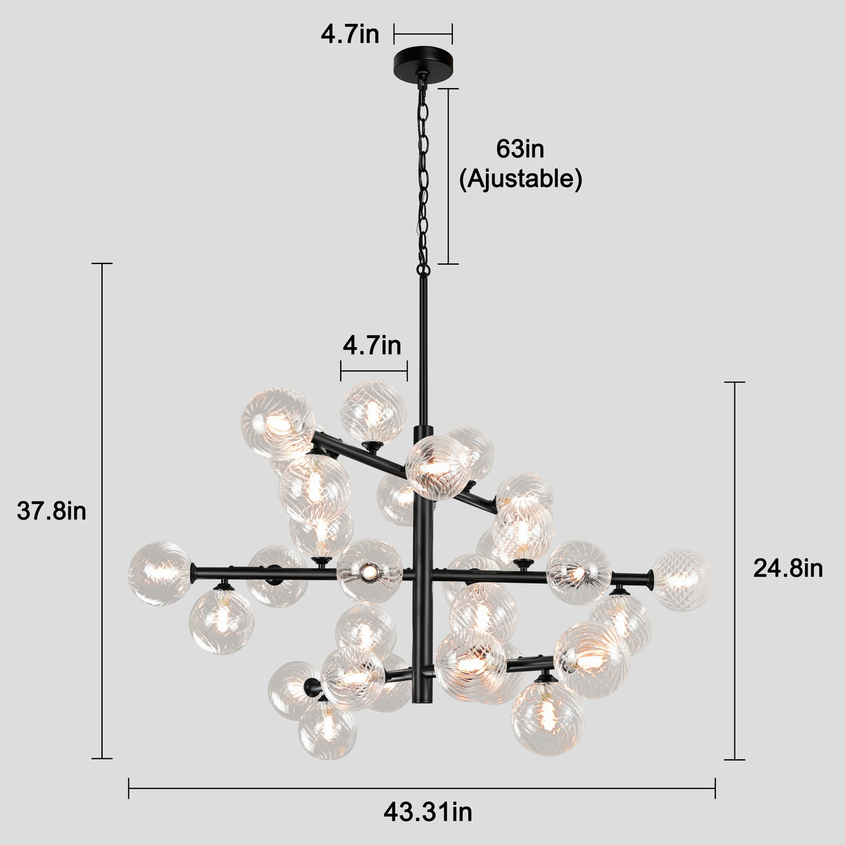 Orbelume Glass Globe Branch Chandelier