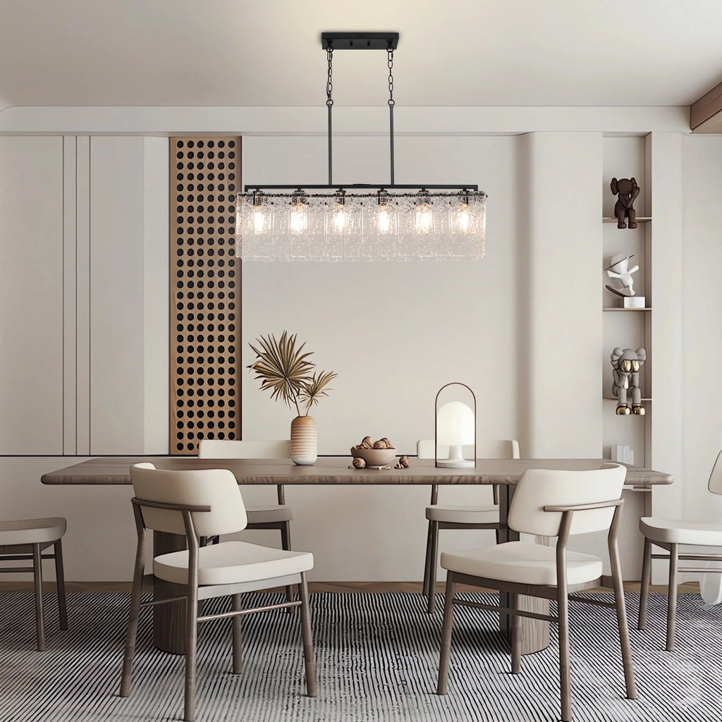 Rivelle 37-Inch Ripple-Glass Linear Chandelier