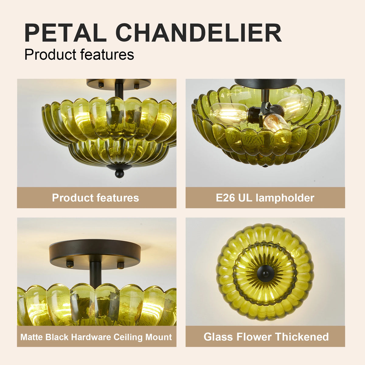 Florwick Green Glass Ceiling Light