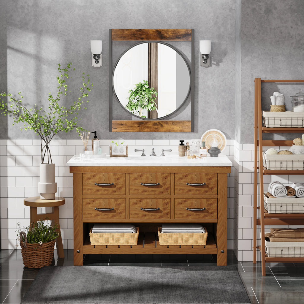 Double Frame Round Wall Mirror