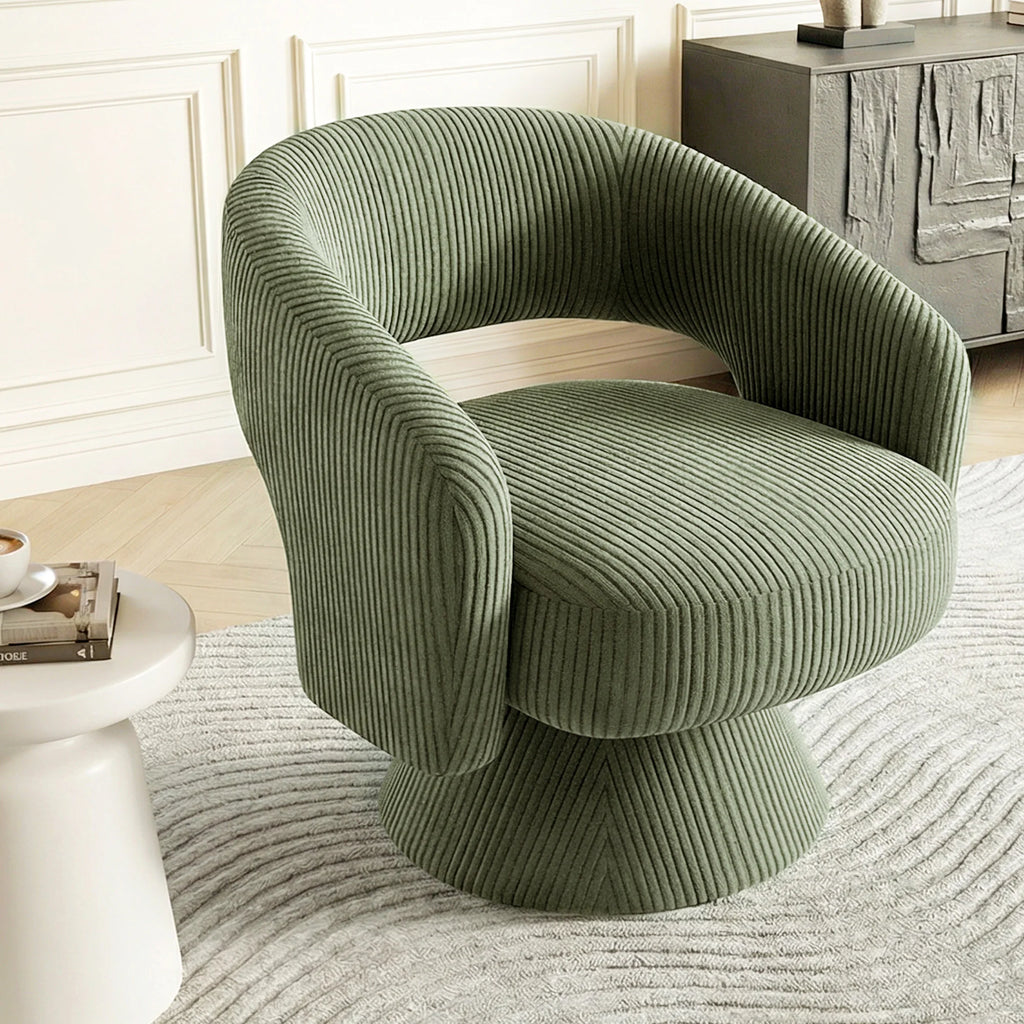Merrowyn Green Corduroy Swivel Chair