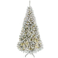 Fraserfall snow-flocked pre-lit Fraser fir-style Christmas tree with warm white lights