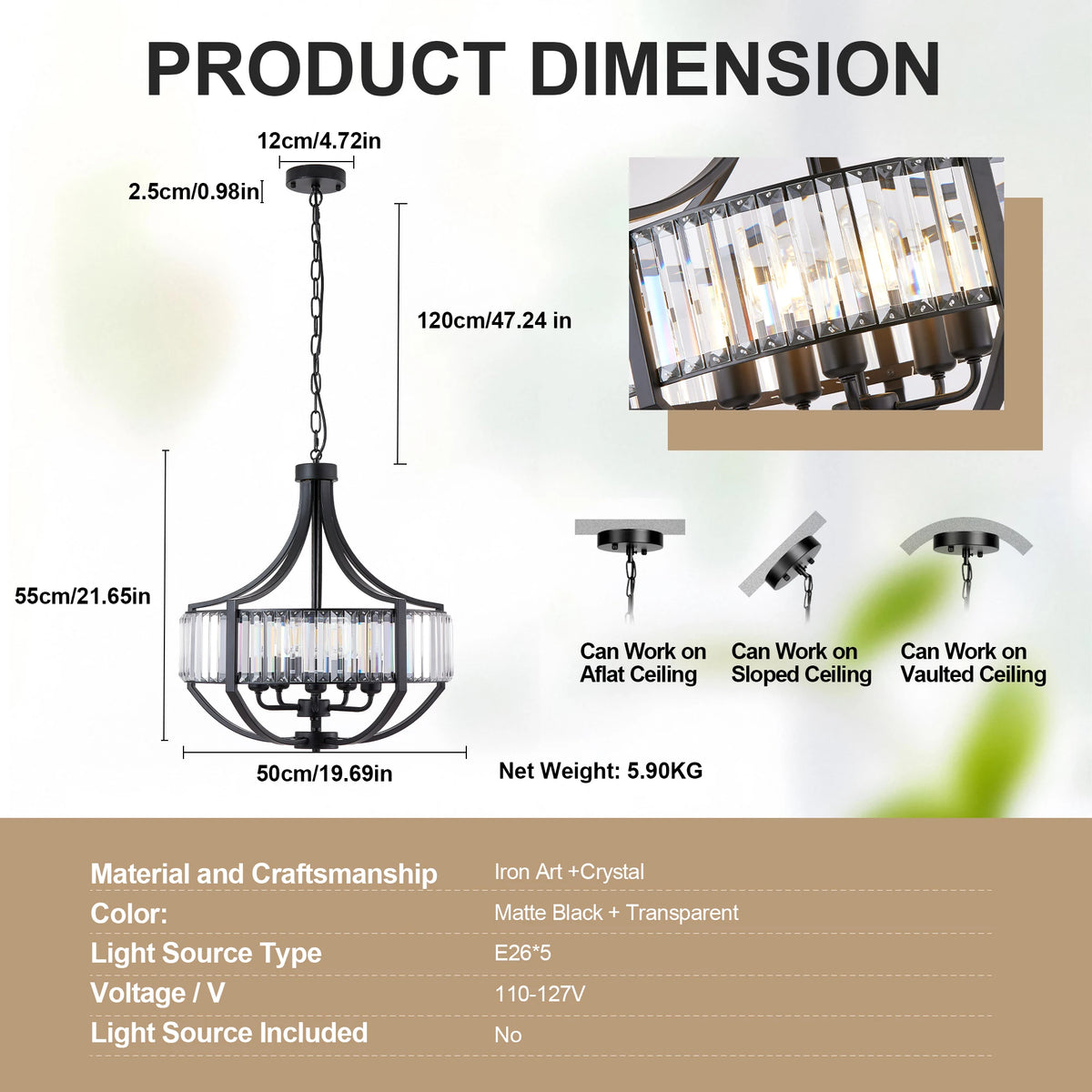 Chervale Five-Light Crystal Chandelier