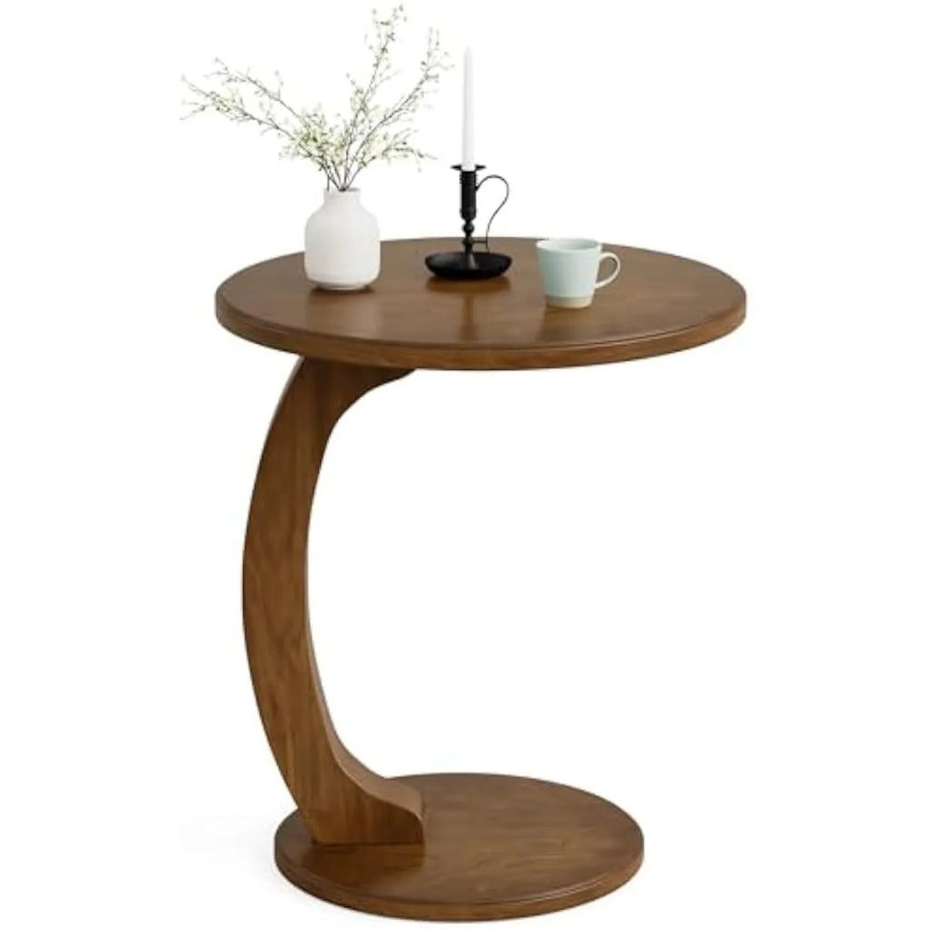C-Shaped Wooden Accent Table