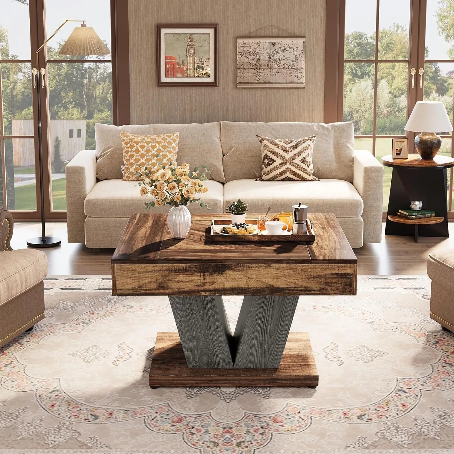 Square Coffee Table – Sculptural Wood Center Table