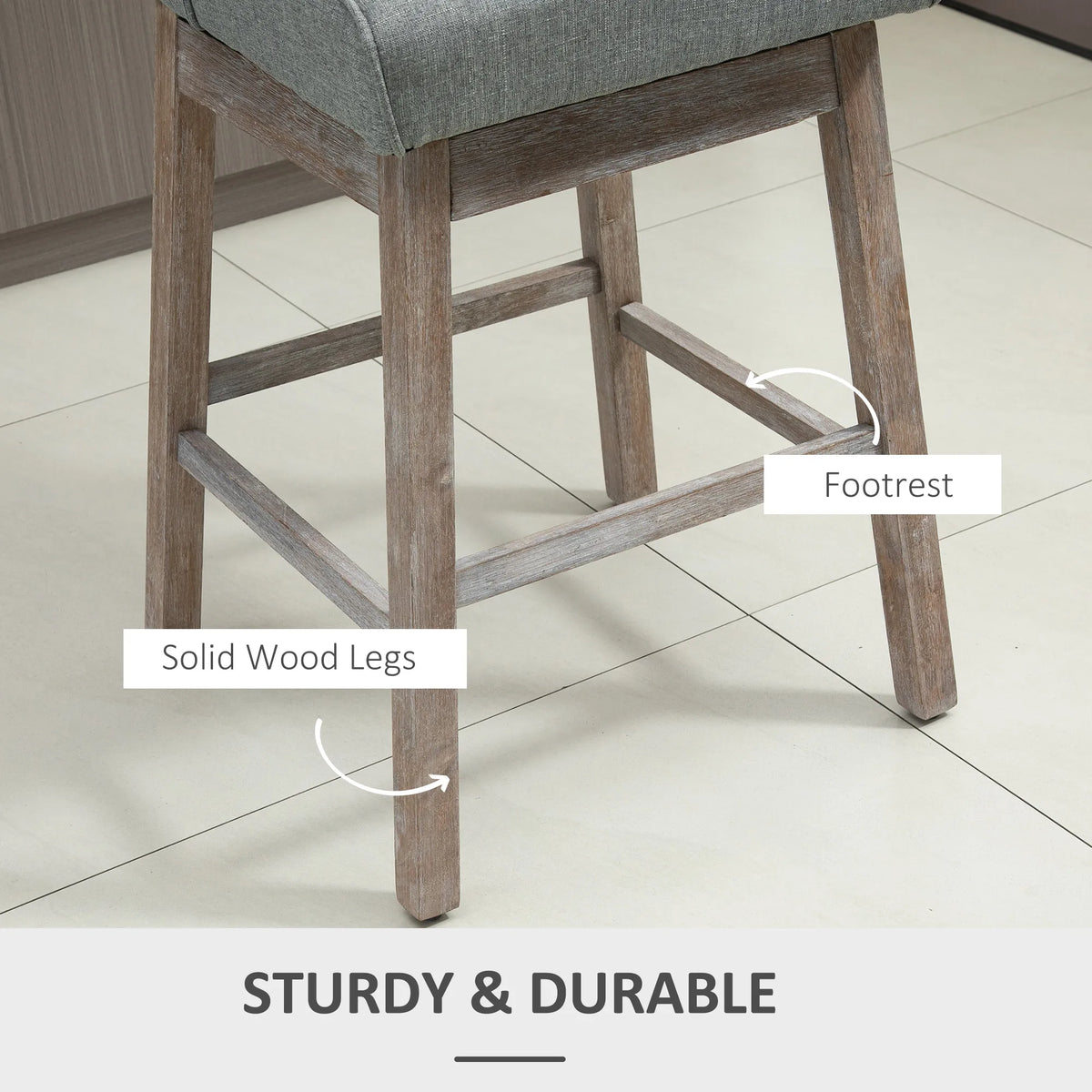 Brynleigh solid wood legs and integrated footrest close-up