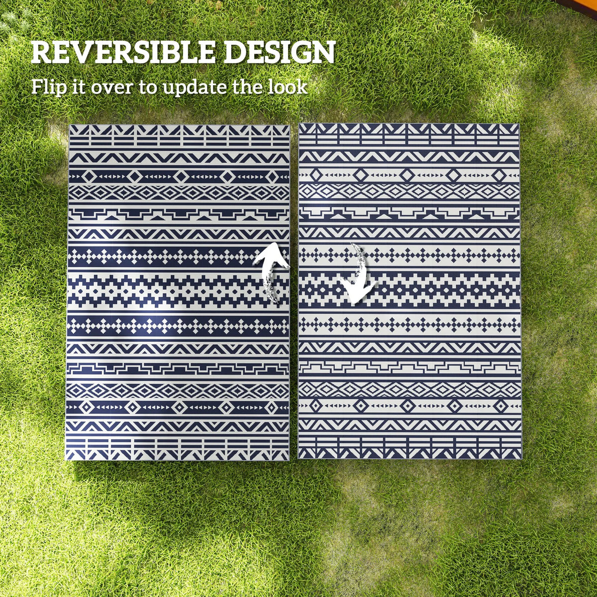Dreamwhisper reversible rug shown on both patterned sides