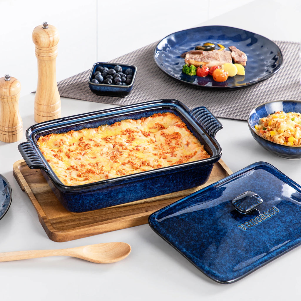 MALACASA STARRY Covered Ceramic Baking Dish