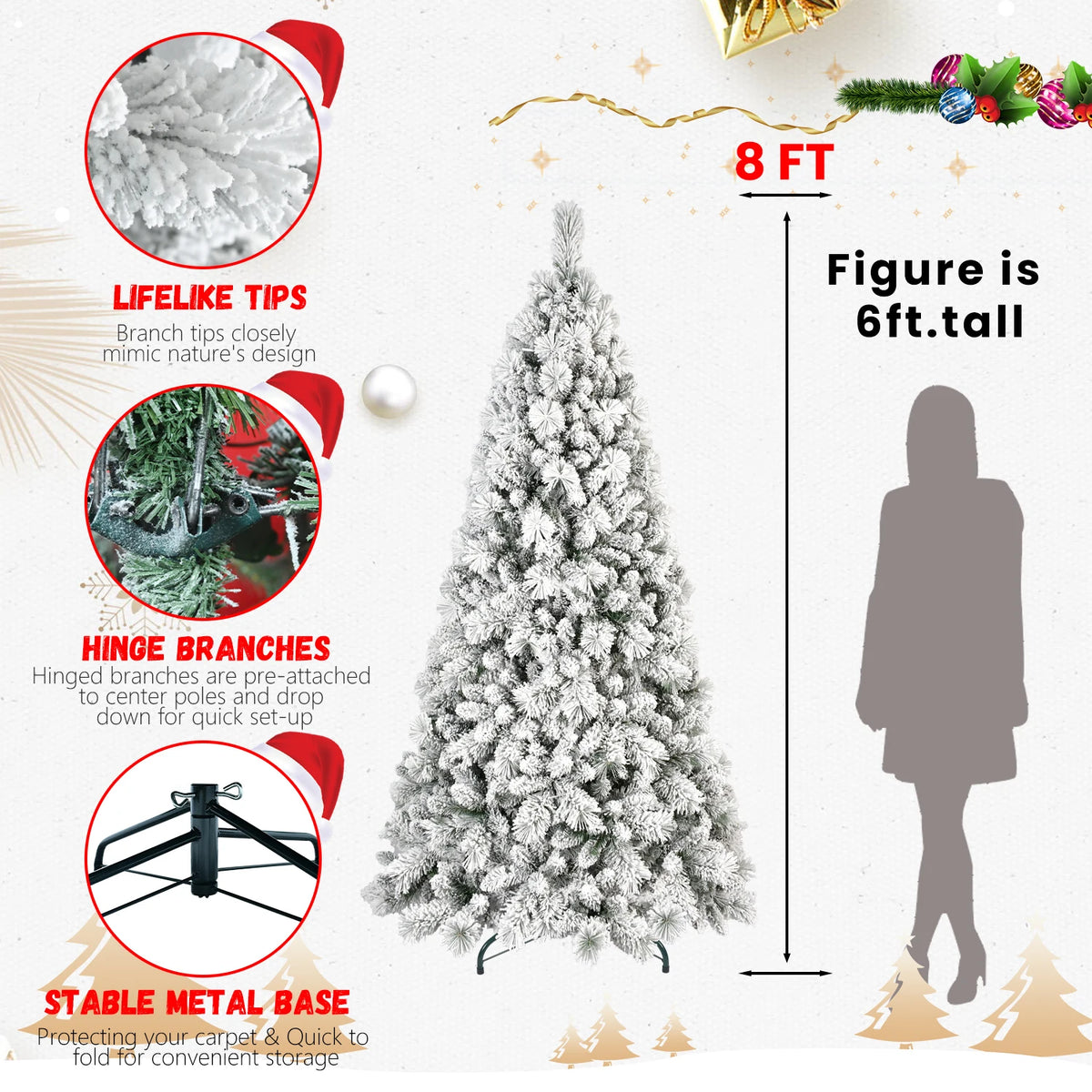 Everfrost Pre-Lit Snowy Full Christmas Tree