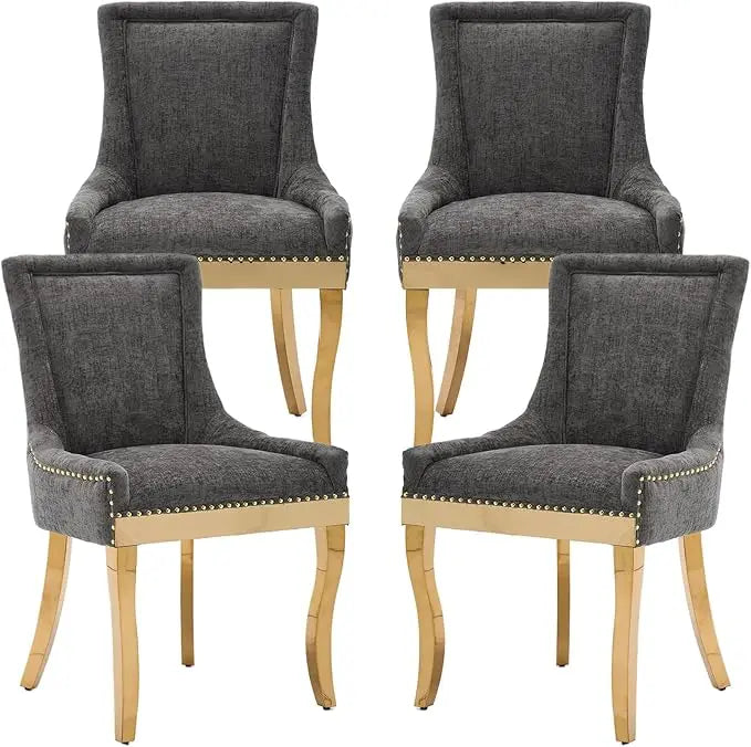 Belmont Upholstered Nailhead Dining Chairs – Set of 4
