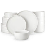 Load image into Gallery viewer, MALACASA Luna Series Ceramic Dinnerware Set - White or Black Rim

