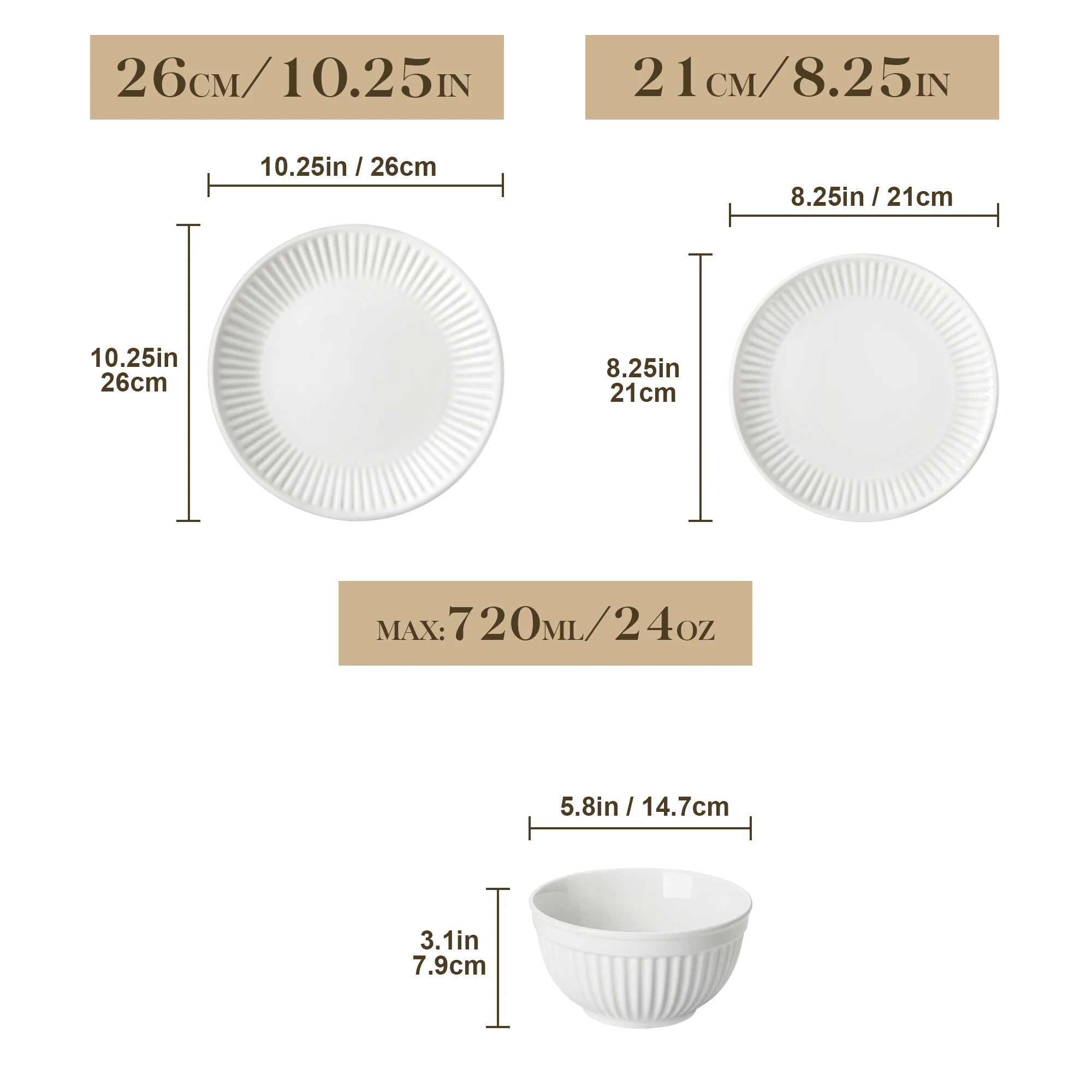 MALACASA LEILA Porcelain Dinnerware Set – White or White with Black Rim, 12–32 Pieces