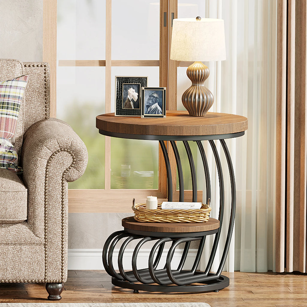 Tavio Curved 2-Tier End Table