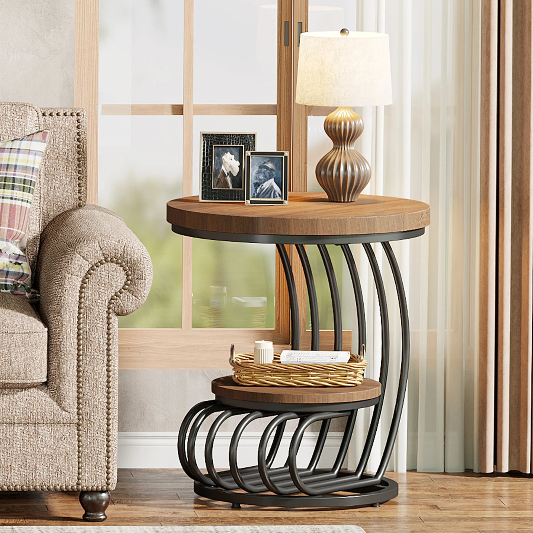 Tavio Curved 2-Tier End Table