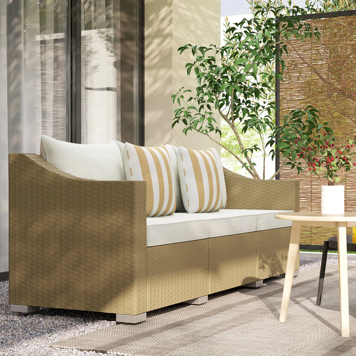 Bramblecharm Three-Seat Wicker Sofa