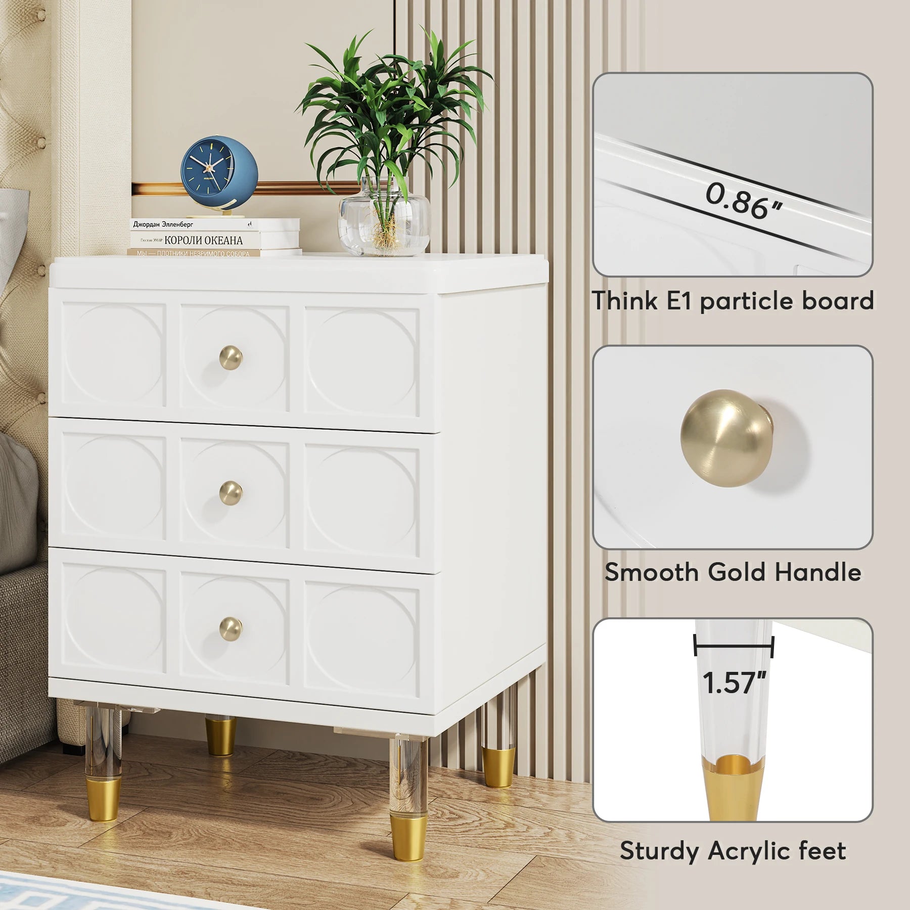Cambria Three-Drawer Nightstand