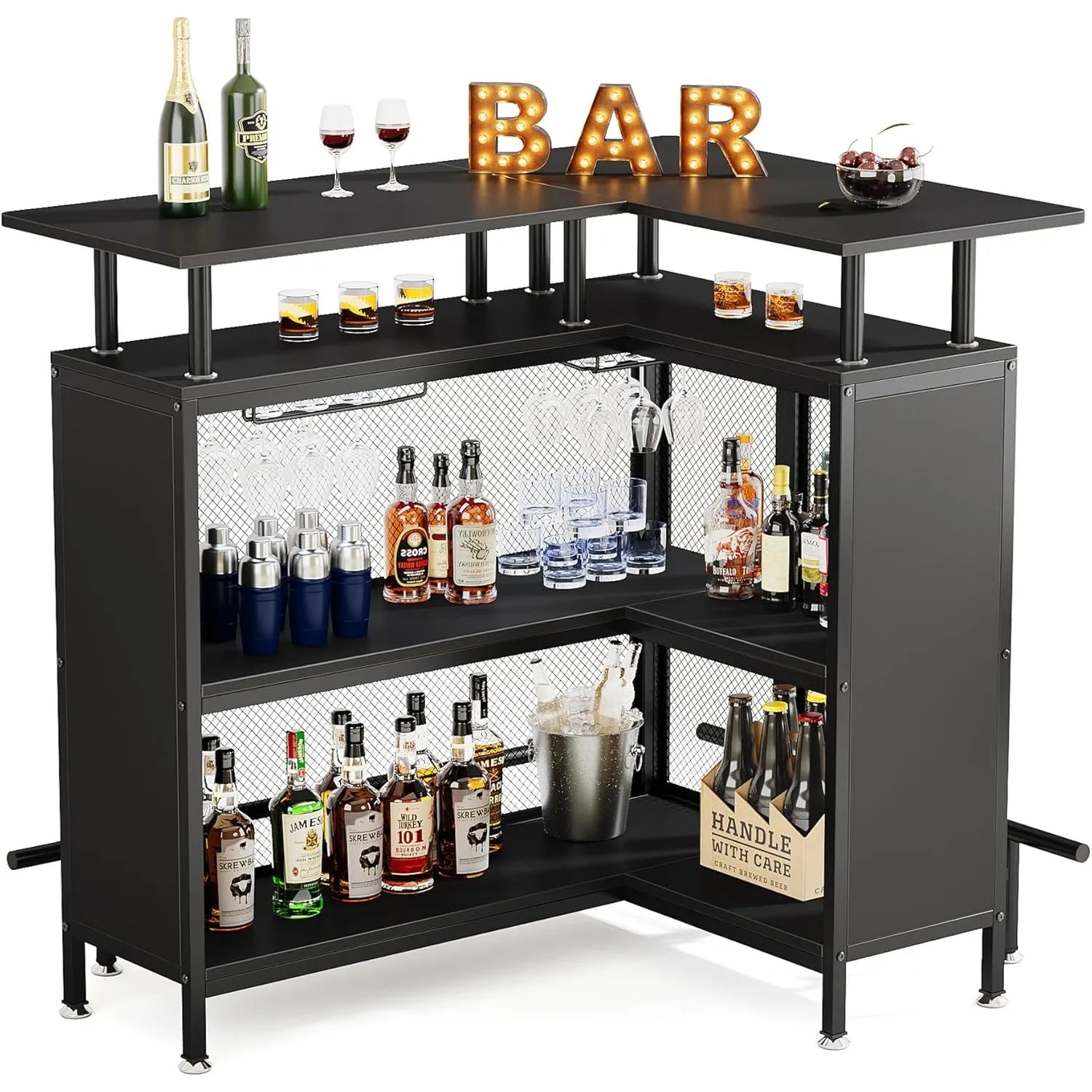 Calder L-Shaped Bar Cabinet