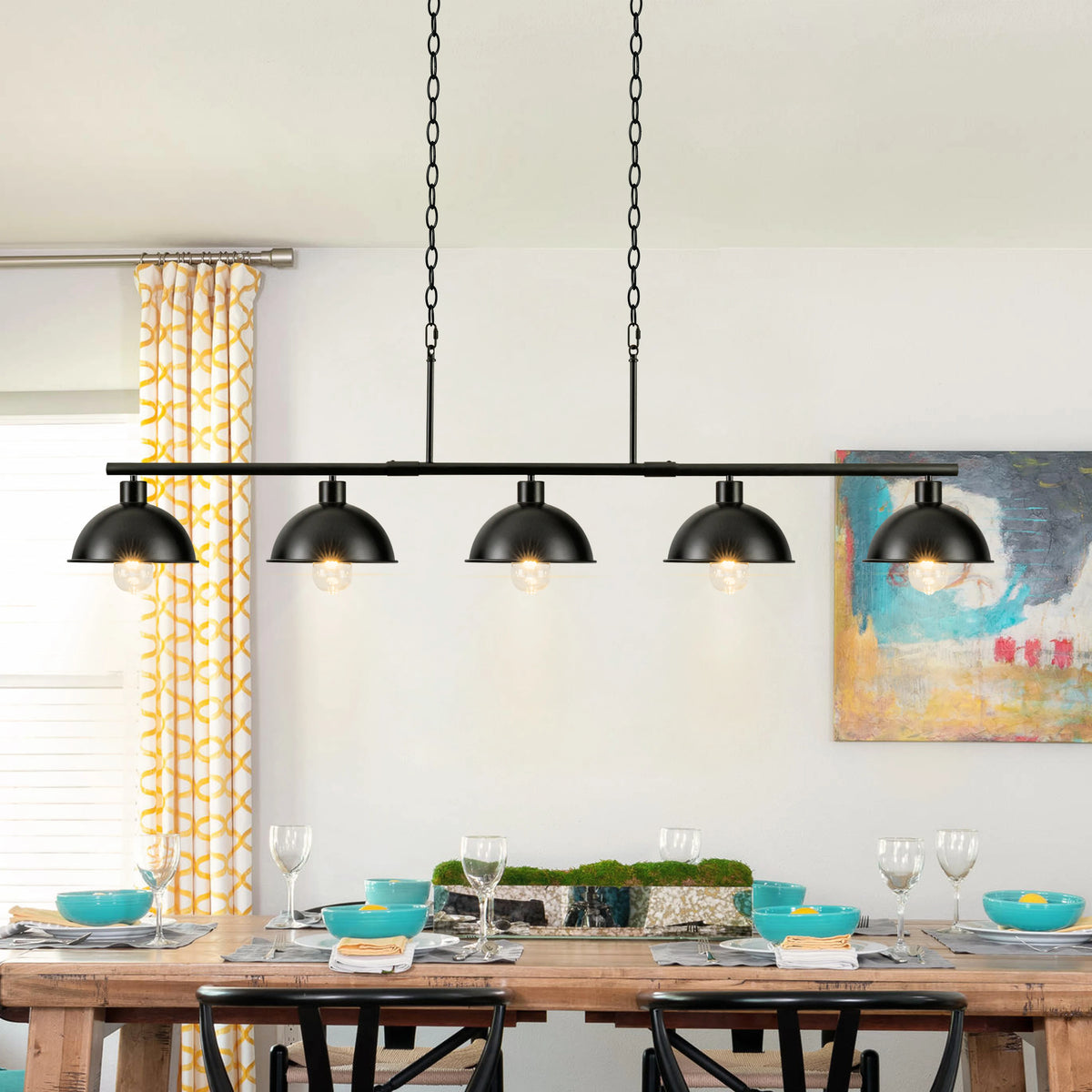 Forgecrest Five-Light Island Chandelier – Black