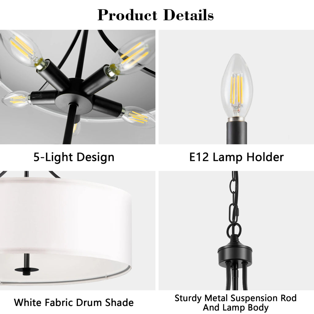 Rosefen Five-Light Drum Chandelier