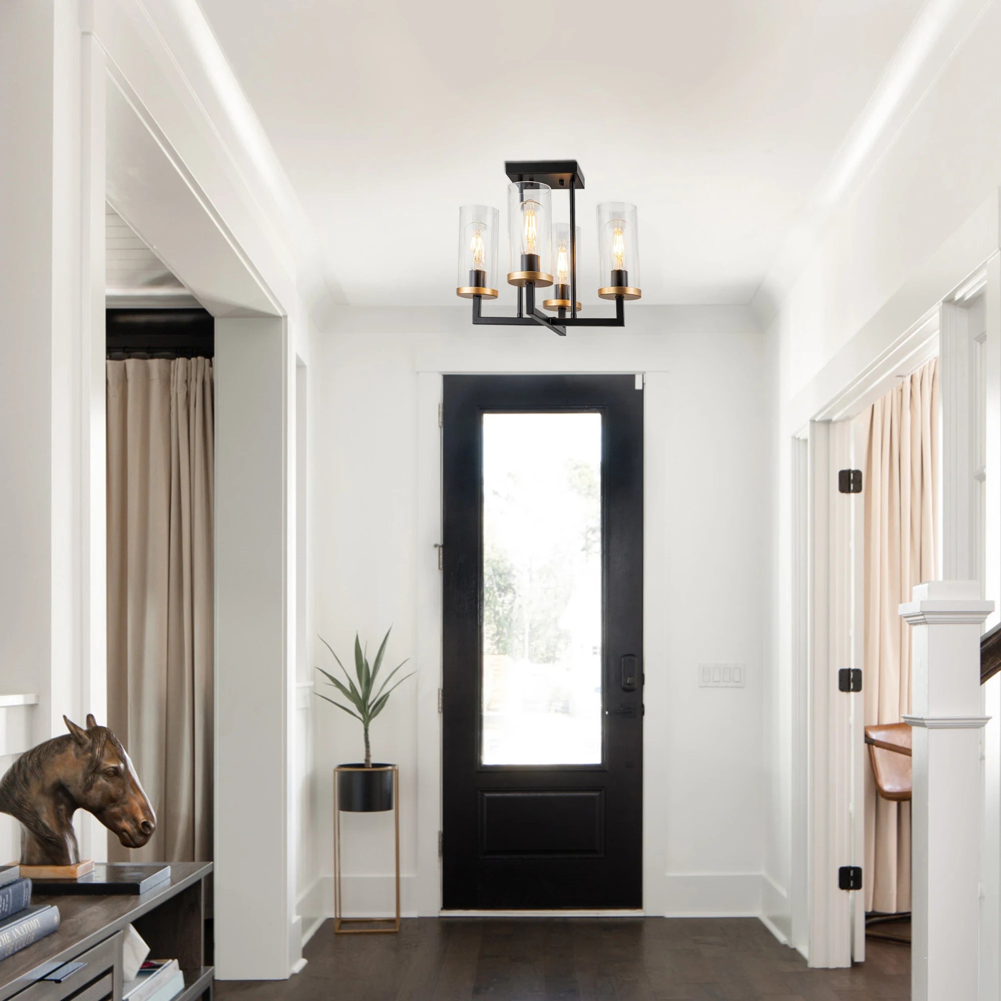 Avelin 4-Light Black Foyer Pendant