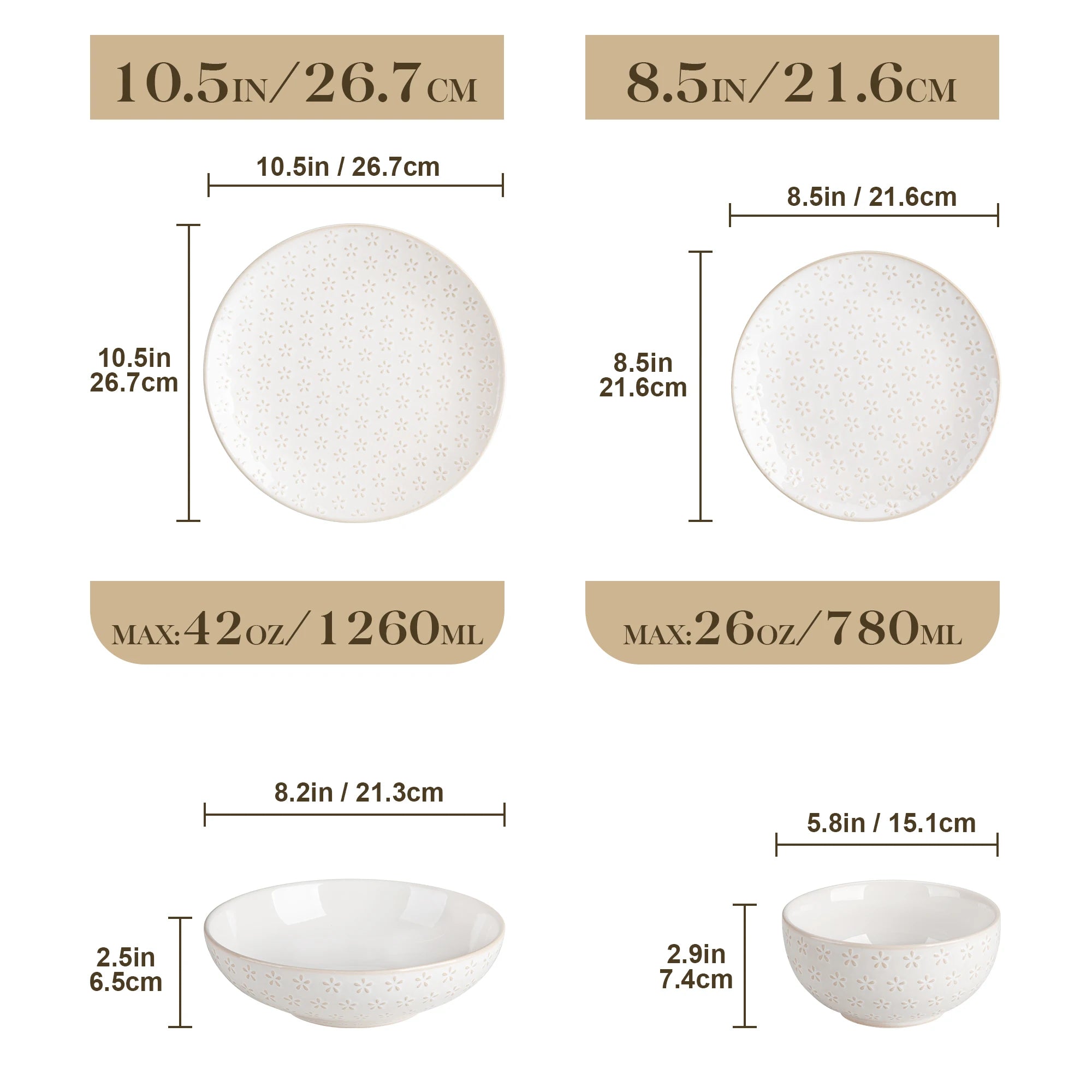 MALACASA Lydia Antique White Stoneware Dinnerware Set – 16/32 Pieces