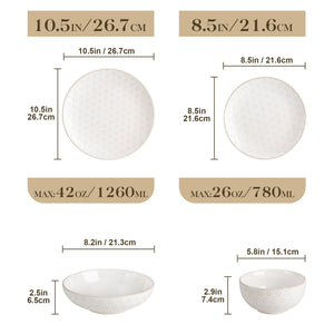 MALACASA Lydia Antique White Stoneware Dinnerware Set – 16/32 Pieces