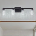 Crestline Four-Light Glass Vanity Sconce – Black