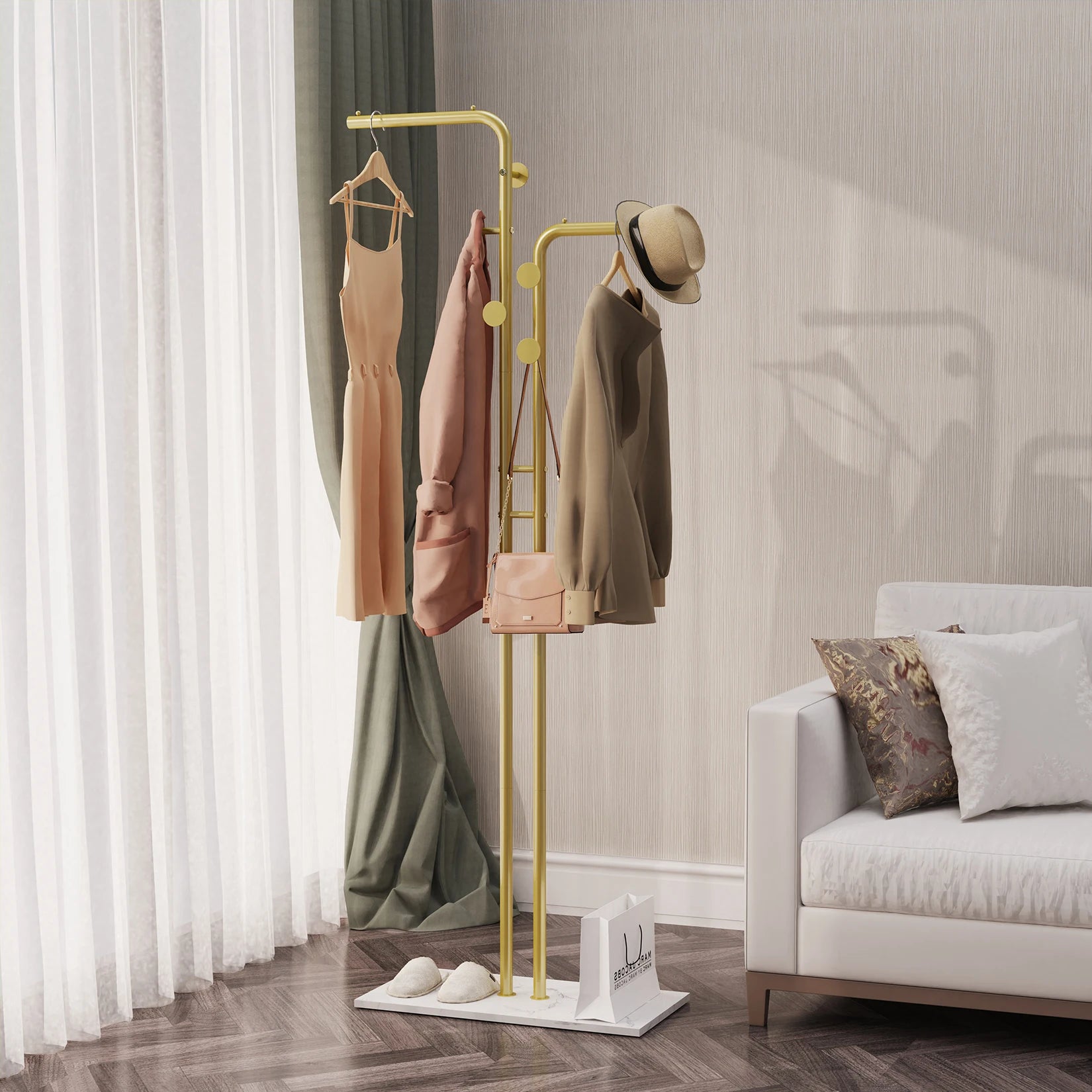 Rivelle Gold Floor Coat Rack