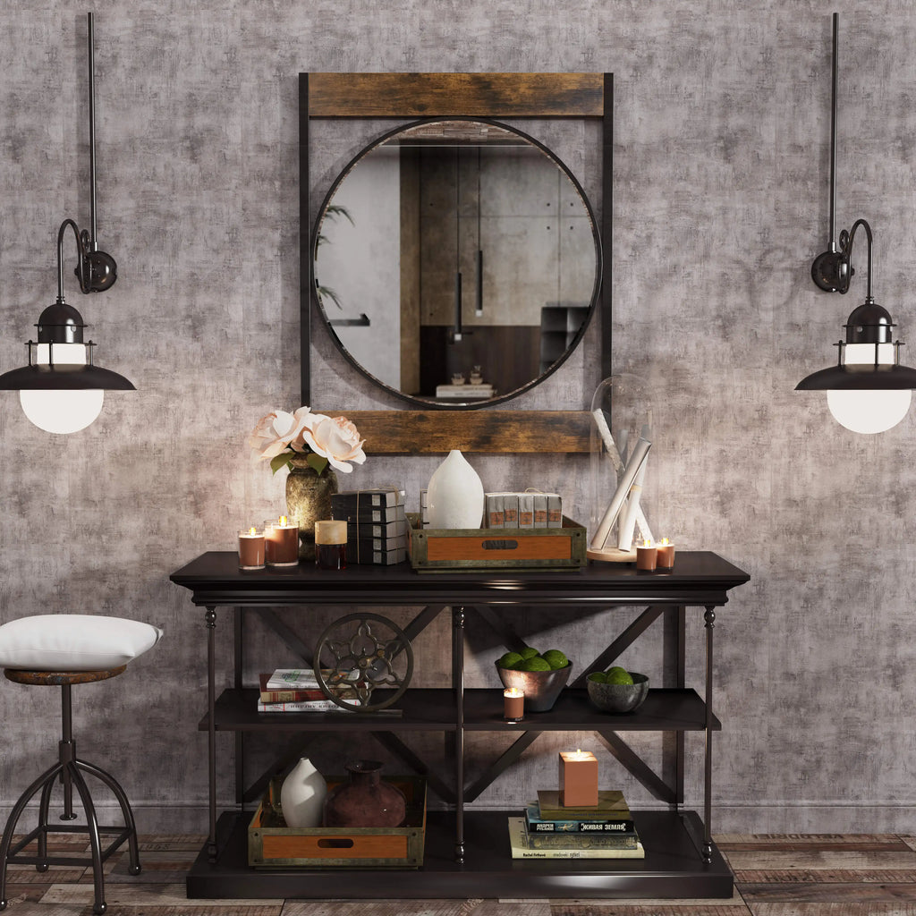 Double Frame Round Wall Mirror