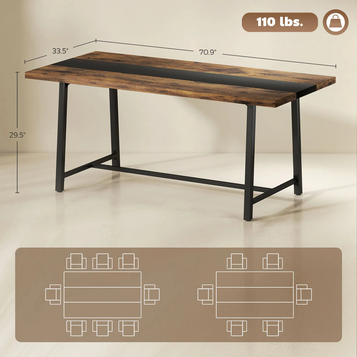 Dallington 71-Inch Dining Table